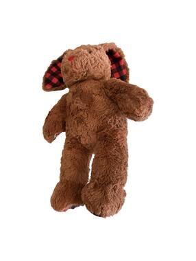Build-A-Bear Bunny Rabbit Plaid Brown Fur Black And Red Accents 2023 17 Inches
